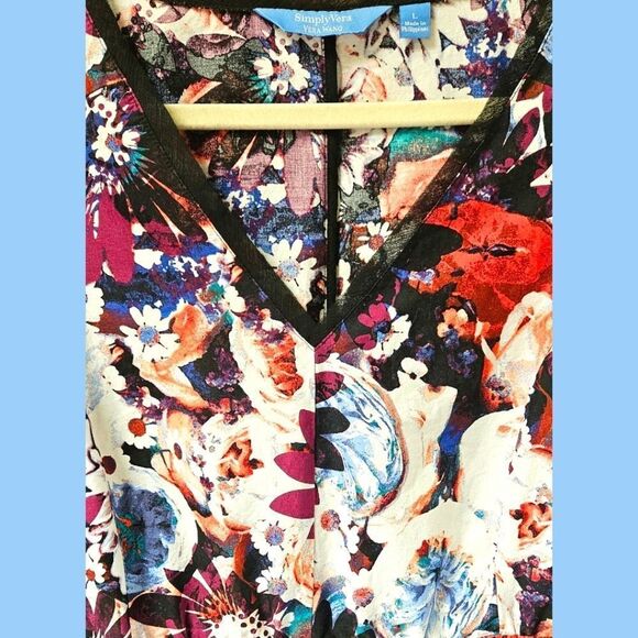 Simply Vera Vera Wang New bright abstract sleeveless floral design v-neck dress - Picture 5 of 12